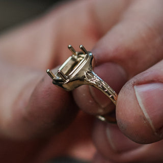 Custom engagement ring detail at the Vancouver studio.