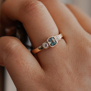 Colored gemstone ring presented as a birthday gift at the Vancouver studio.