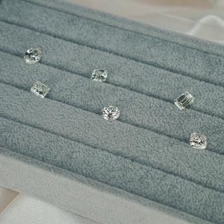 Loose Diamonds arranged on a tray for inspection at the Vancouver studio.