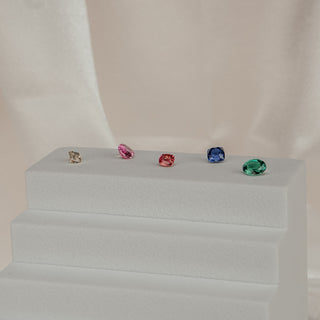 Colored gemstone in close view showing cut and saturation.