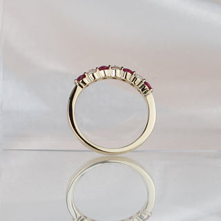 Ruby and Diamond alternating band standing upright with reflection, shared claws and plain polished back visible.
